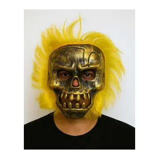 Wild Skull - Bakır Kafatası Sarı lı İskelet Maske