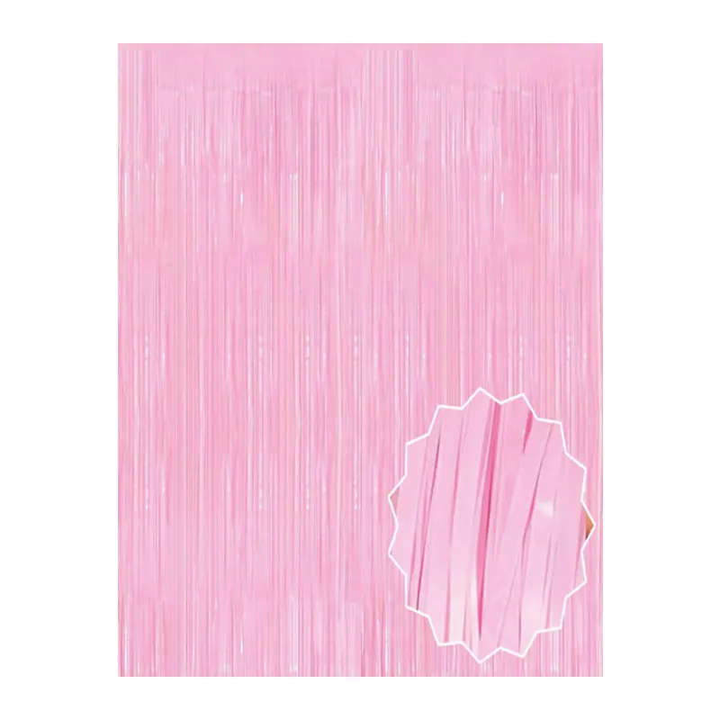 Soft Pembe Püsküllü Kapı Perdesi - Parti, Baby Shower, Cinsiyet Partisi 1x2 m