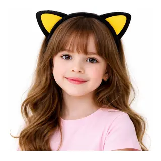 Peluş Kedi Kulak Taç Sarı Siyah – Çuk Parti & Kostüm Tacı