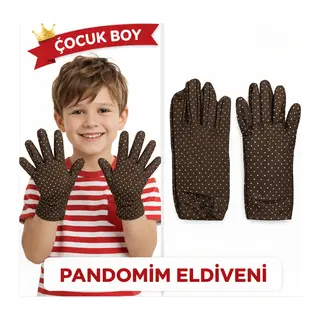 Çuk Boy Pandomim Eldiveni Beyaz Puantiyeli Renk Gösteri Eldiveni 23 Nisan 19 Mayıs