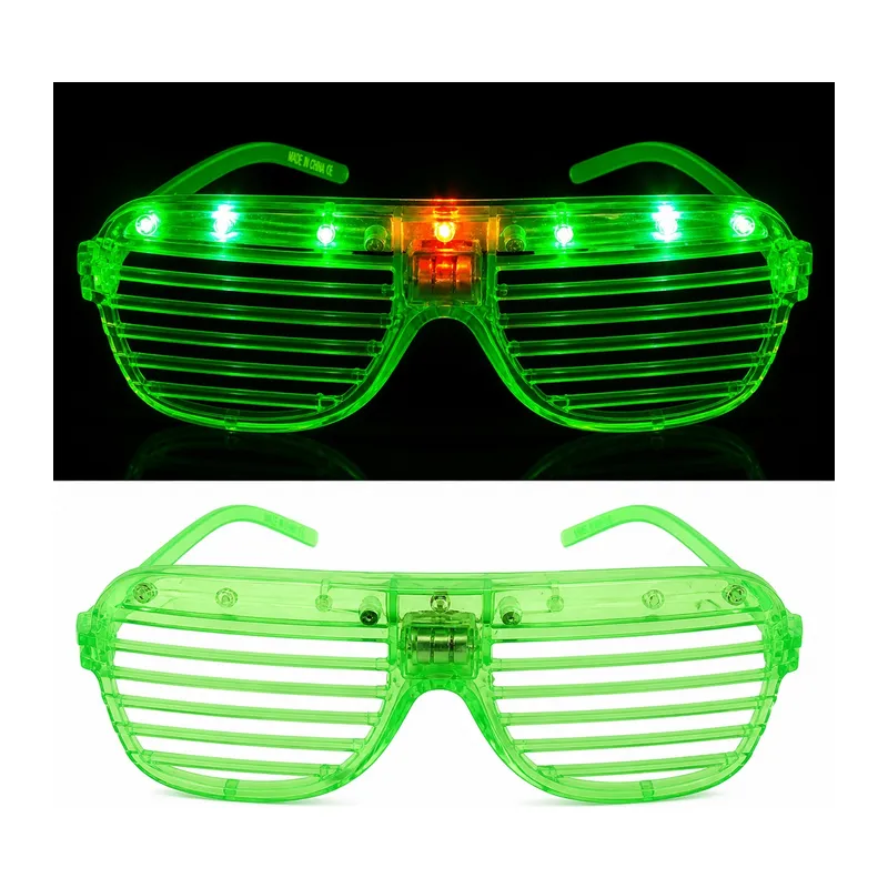 LED Işıklı Panjur Parti Gözlüğü Yeşil Renk Shutter Gözlük