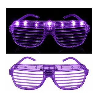 LED Işıklı Panjur Parti Gözlüğü Mor Renk Shutter Gözlük