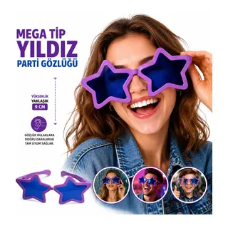 Mega Tip Yıldız Parti Gözlüğü Mor Renk
