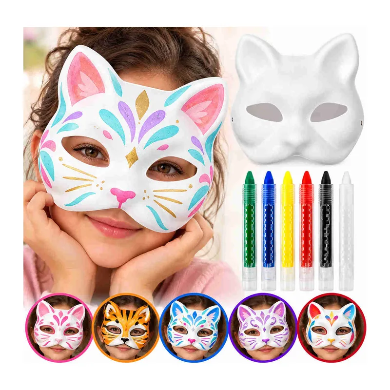 Boyanabilir Kedi si ve 6 Renk Boya mi Seti – 7 Parça