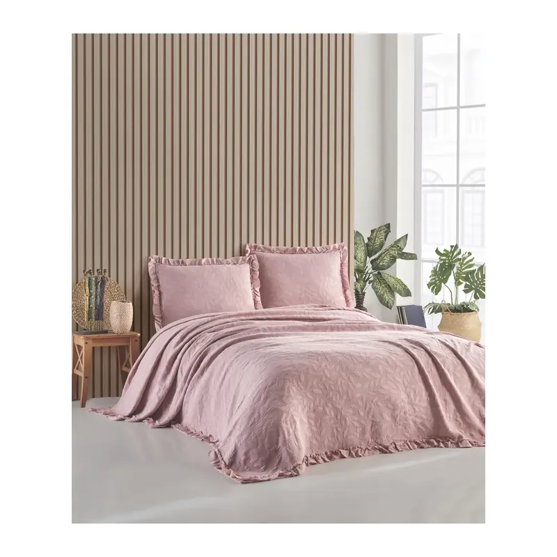 Şaheser Home Collection Yatak Örtüsü Çift Kişilik İlda Pudra