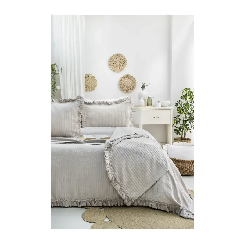 Şaheser Home Collection Yatak Örtüsü Çift Kişilik Marta Bej