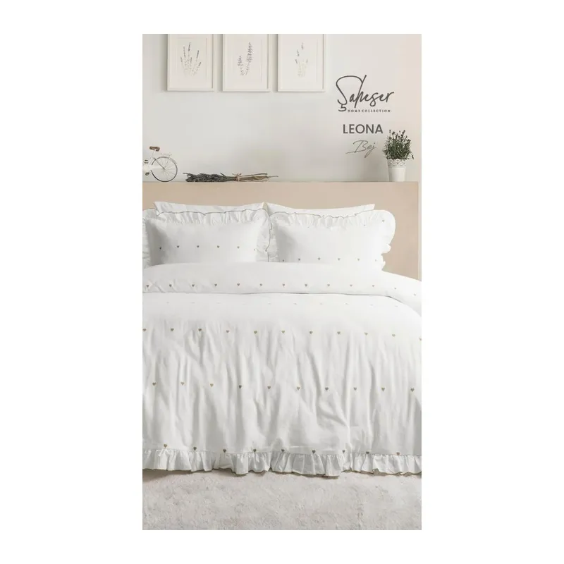 Şaheser Home Collection Jakarlı Nev Takımı Çift Kişilik Leona Bej