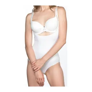 Beyaz Açık Göğüs Çıtçıtlı Dikişsiz Korse - Renkli / XL