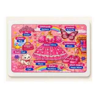 Benim Odam - Kız (Türkçe-İng) - 24 Parça Ahşap Puzzle