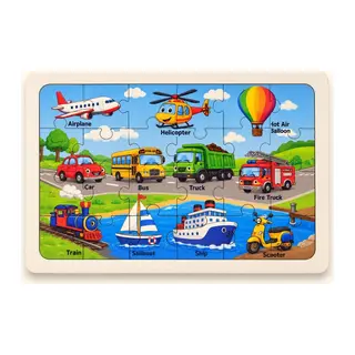 Taşıtlar - 24 Parça Ahşap Puzzle