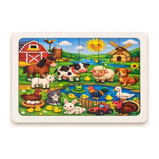 Hayvan Çiftliği - 24 Parça Ahşap Puzzle