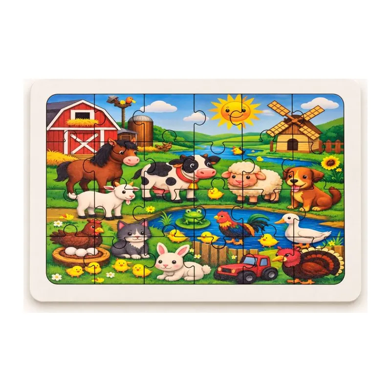 Hayvan Çiftliği - 24 Parça Ahşap Puzzle