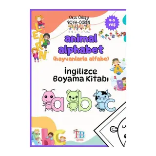 Animal Alphabet (Hayvanlarla Alfabe) Boyama Kitabı
