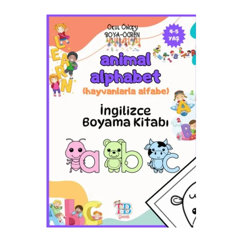 Animal Alphabet (Hayvanlarla Alfabe) Boyama Kitabı
