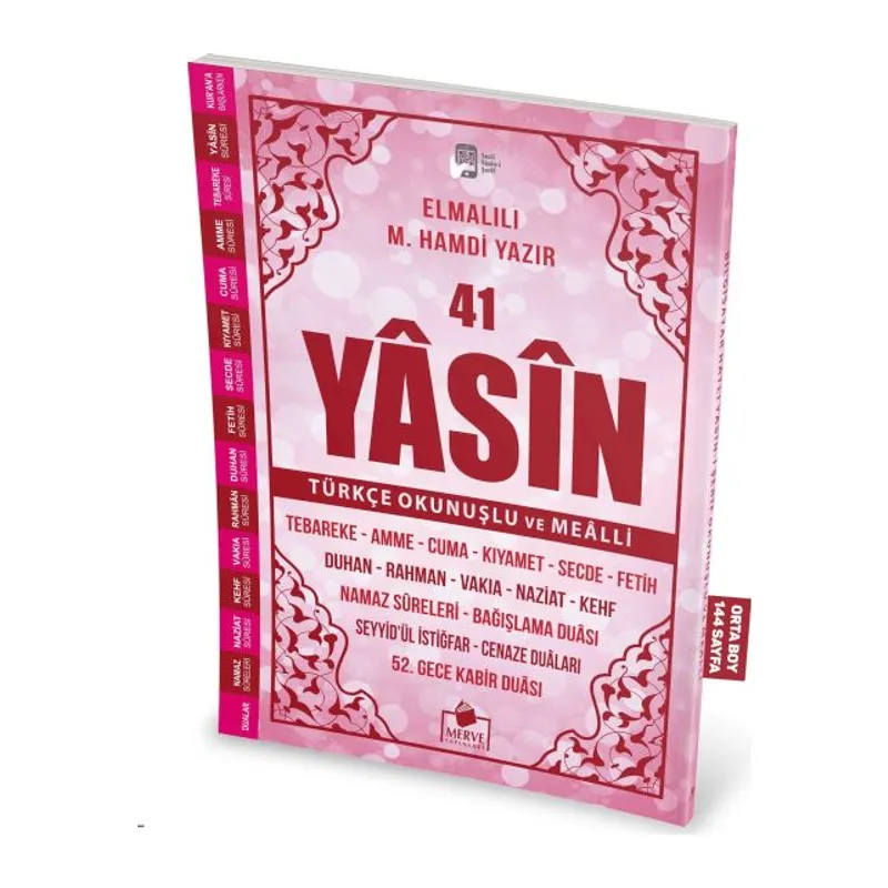 41 Yasin Türkçe Okunuşlu ve Mealli-Pembe Kapak Orta Boy