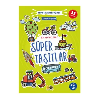 İlk Kelimelerle Süper Taşıtlar Yapıştır-Boya-Öğren
