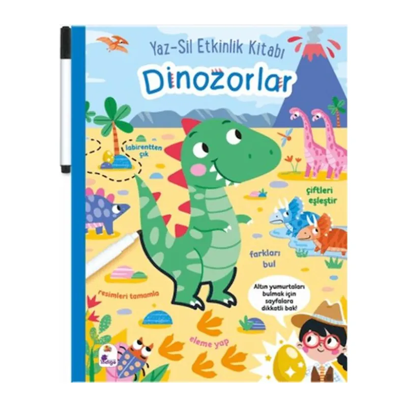 Yaz-Sil Etkinlik Kitabı - Dinozorlar (mli)