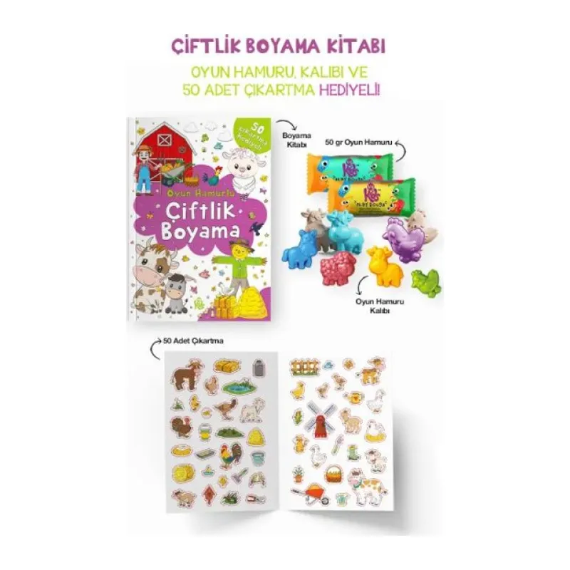 Çiftlik Boyama Kitabı - Oyun Hamurlu - 3 Yaş +