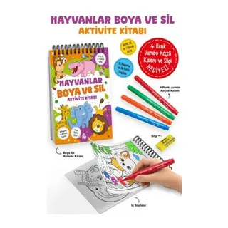Hayvanlar - Boya ve Sil Aktivite Kitabı / 3 Yaş +