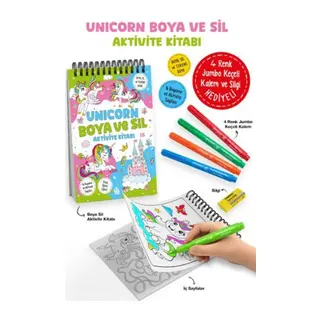 Unicorn - Boya ve Sil Aktivite Kitabı / 3 Yaş +