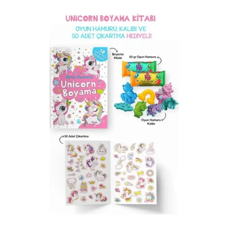 Unicorn Boyama Kitabı - Oyun Hamurlu - 3 Yaş