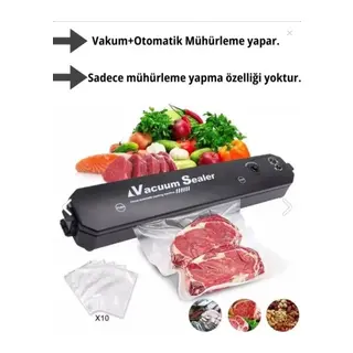 Vacuum Sealer Gıda Vakum Ve Mühürleme Makinesi (10 plastik poşet hediyeli)