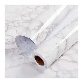 Beyaz Mermer Desenli Yapışkanlı Tezgah Folyosu