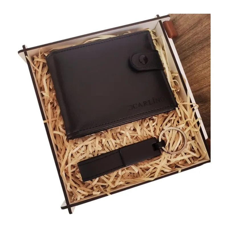Cüzdan Anahtarlık Ahşap Kutulu Set