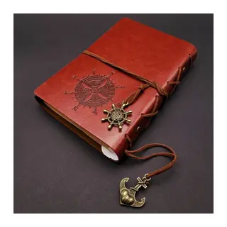 Kahverengi Pusula Temalı Deri Defter