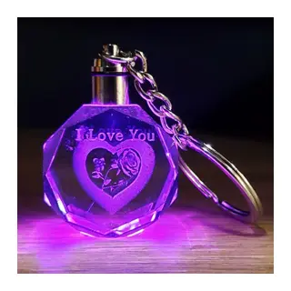I Love You Yazılı Renk Değiştiren Işıklı Anahtarlık