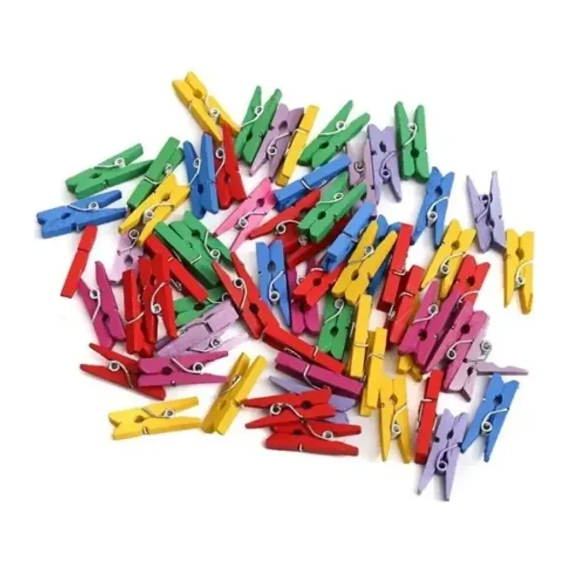100lü Renkli Ahşap Mandal Seti 2.5 cm
