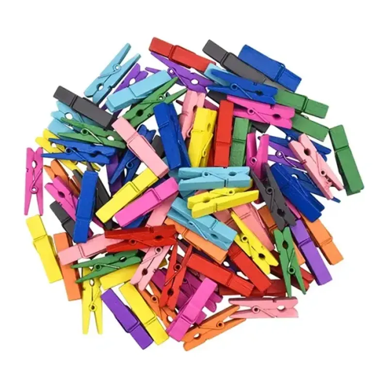 50'li Renkli Ahşap Mandal Seti (3.5 cm)