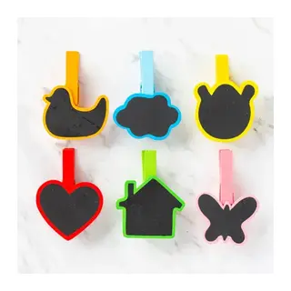 Desenli Notlu Ahşap Mandal (6'lı Set - 10 Paket)
