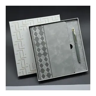 Kutulu Gri Defter Ve Metal Kalem Seti