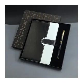 Siyah Beyaz Tarihsiz Ajanda Defter Kalem Seti