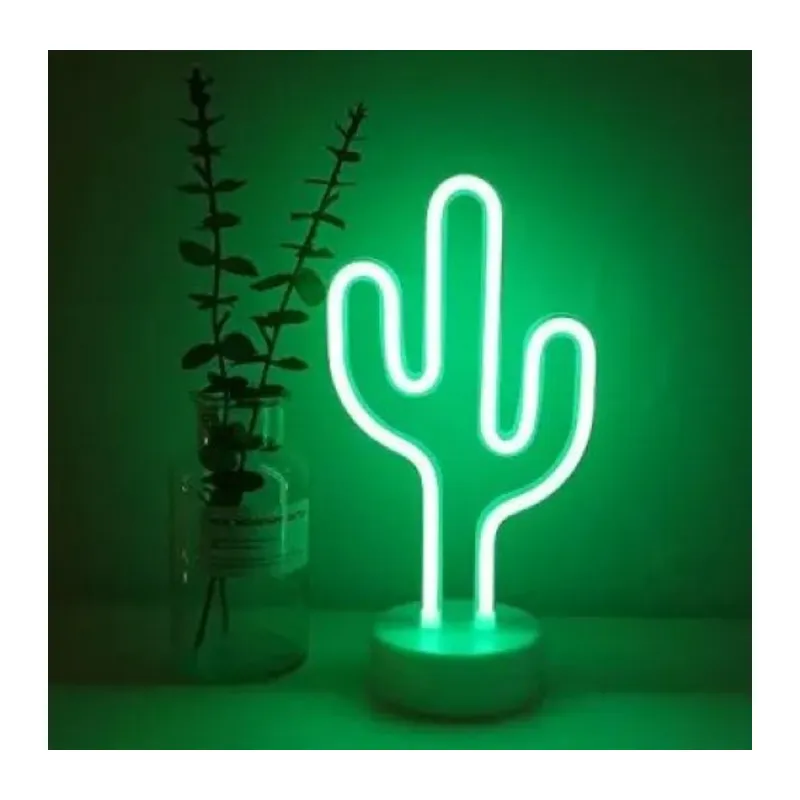 Neon Işıklı Kaktüs Masa Gece Lambası