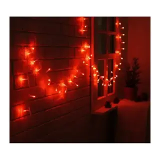 10m 100 Led Damla Uçlu Kırmızı Işık Şeffaf Kablo