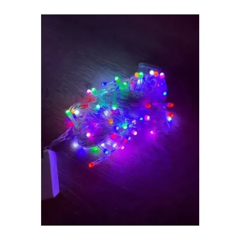 10m 100 Led Damla Uçlu RGB Işık Şeffaf Kablo