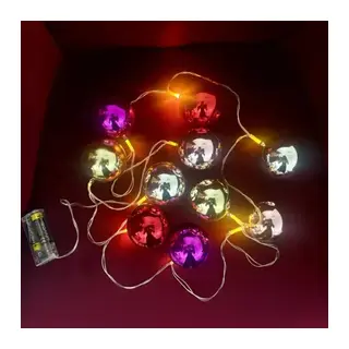 2m 10 LED Pilli Parlak Top Lamba - 2 Kademeli Yılbaşı Ağacı Süsü