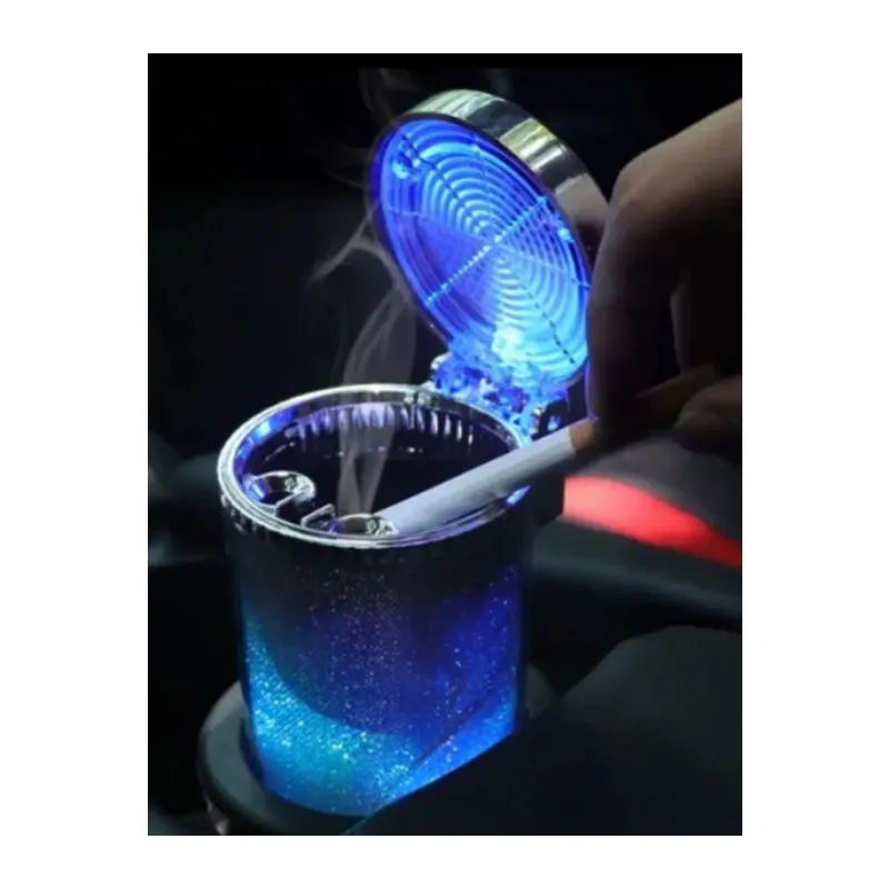 Araç İçi Oto Kokusuz Küllük RGB Işıklı Kapaklı