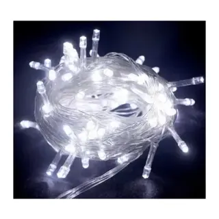 10m 100 Led Boncuk Lamba Beyaz Işık Şeffaf Kablo