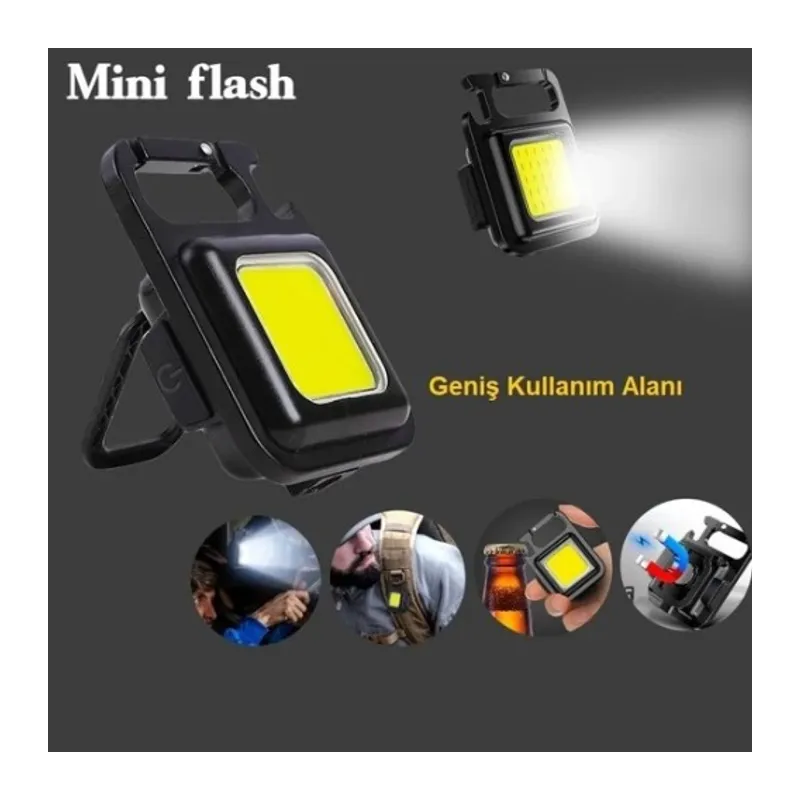 Mini 30 LED'li Çok Fonksiyonlu Şarjlı Kamp Lambası ve Anahtarlık Fener