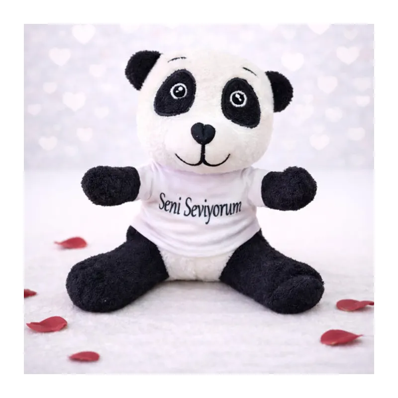 Toptan Seni Seviyorum Tişörtlü Sevimli Peluş Panda
