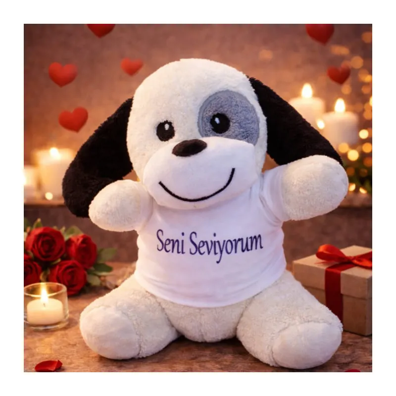 Toptan Seni Seviyorum Tişörtlü Sevimli Peluş Köpek