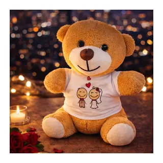 Toptan Sevimli Gelin Damat Tişörtlü Peluş Oyuncak Ayıcık