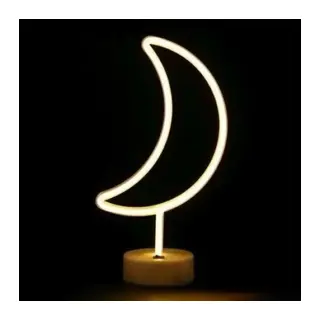 Neon Işıklı Ay Masa Gece Lambası Pil+Usb