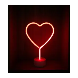 Neon Işıklı Kalp Masa Gece Lambası PİL+USB