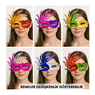 6’lı Çift Renkli Venedik Karton Parti Maskesi Seti