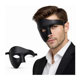 Siyah Yarım Erkek Maske – Phantom Parti & Balo Maskesi