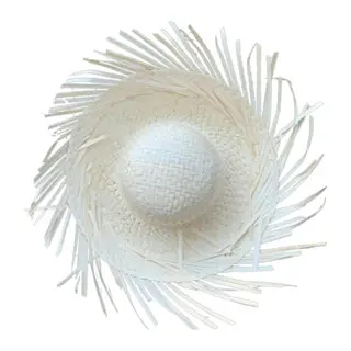 Tropikal Parti Beyaz Hasır Hawaii Şapkası 13x36 cm
